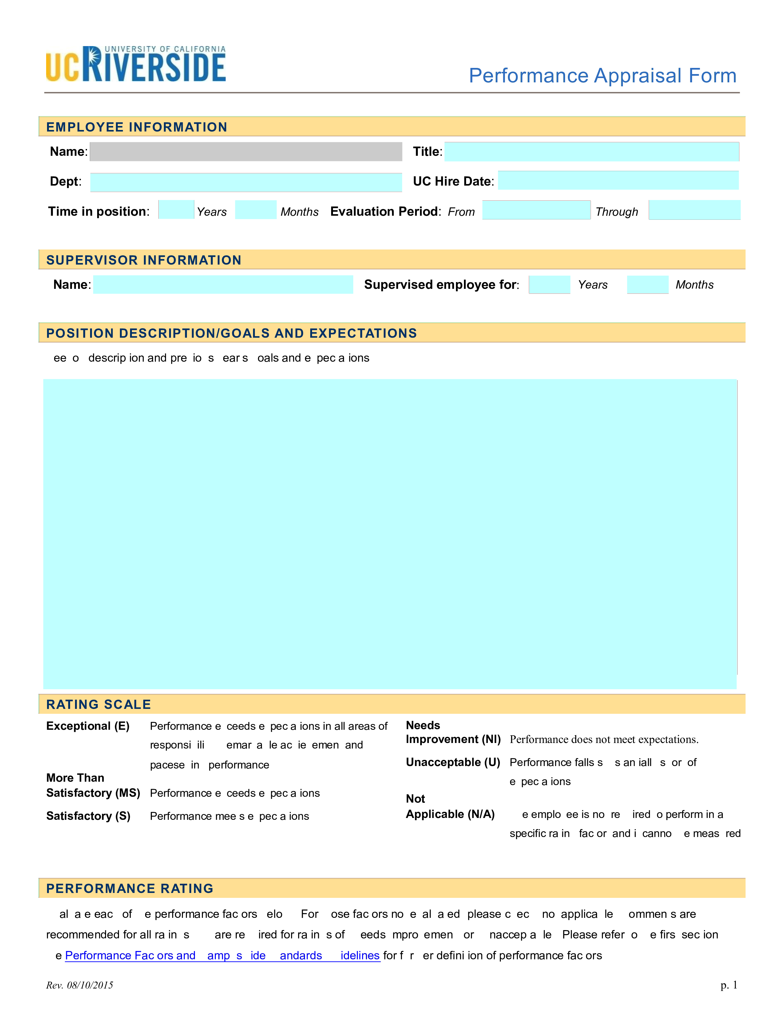 performance appraisal form modèles