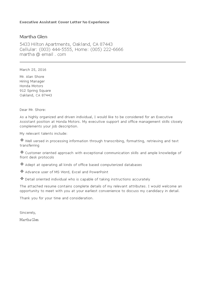 application letter for sales assistant with no experience