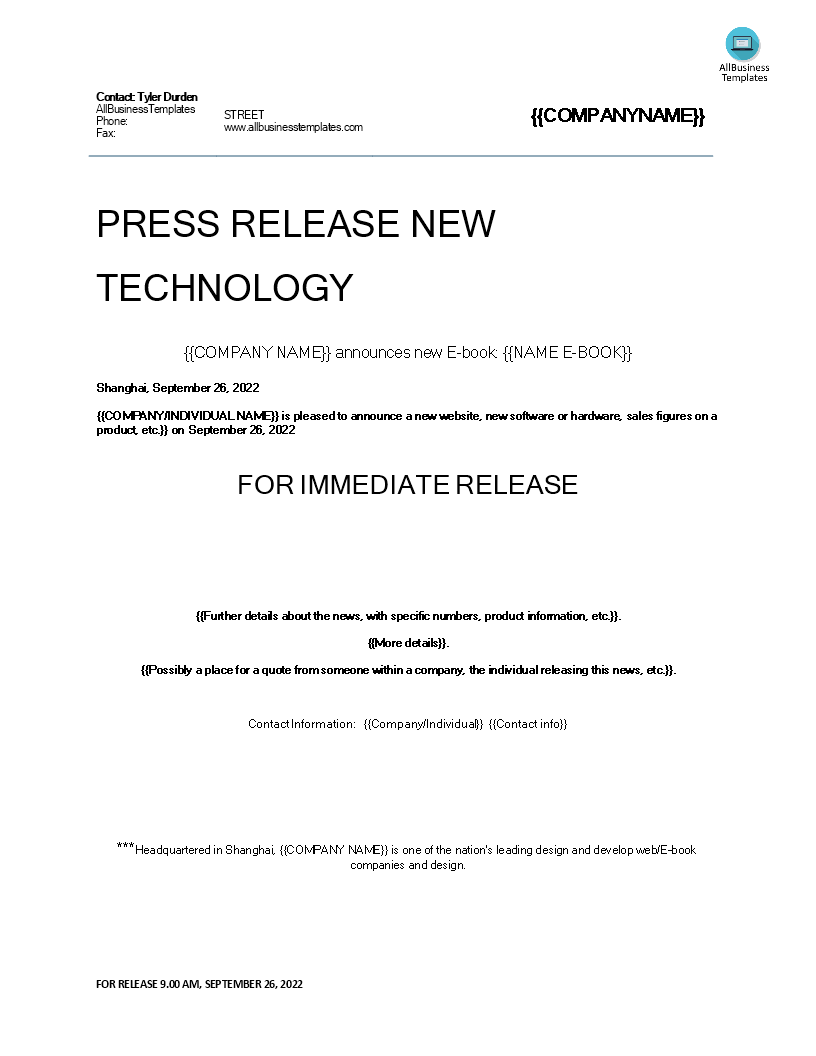 Press Release Technological development  Templates at