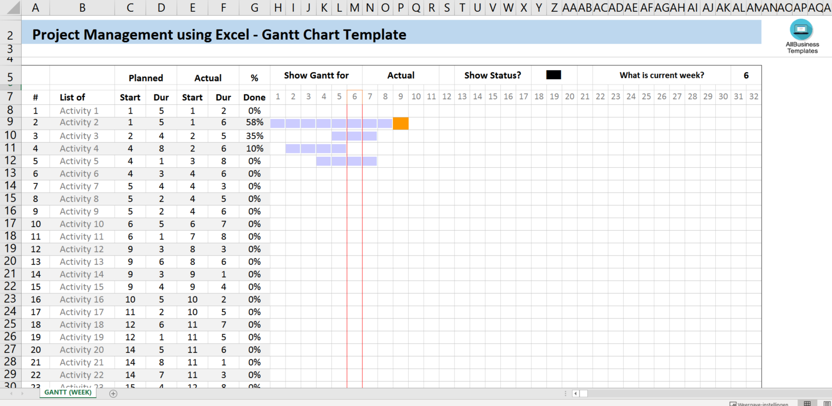 printable gantt chart excel spreadsheet plantilla imagen principal