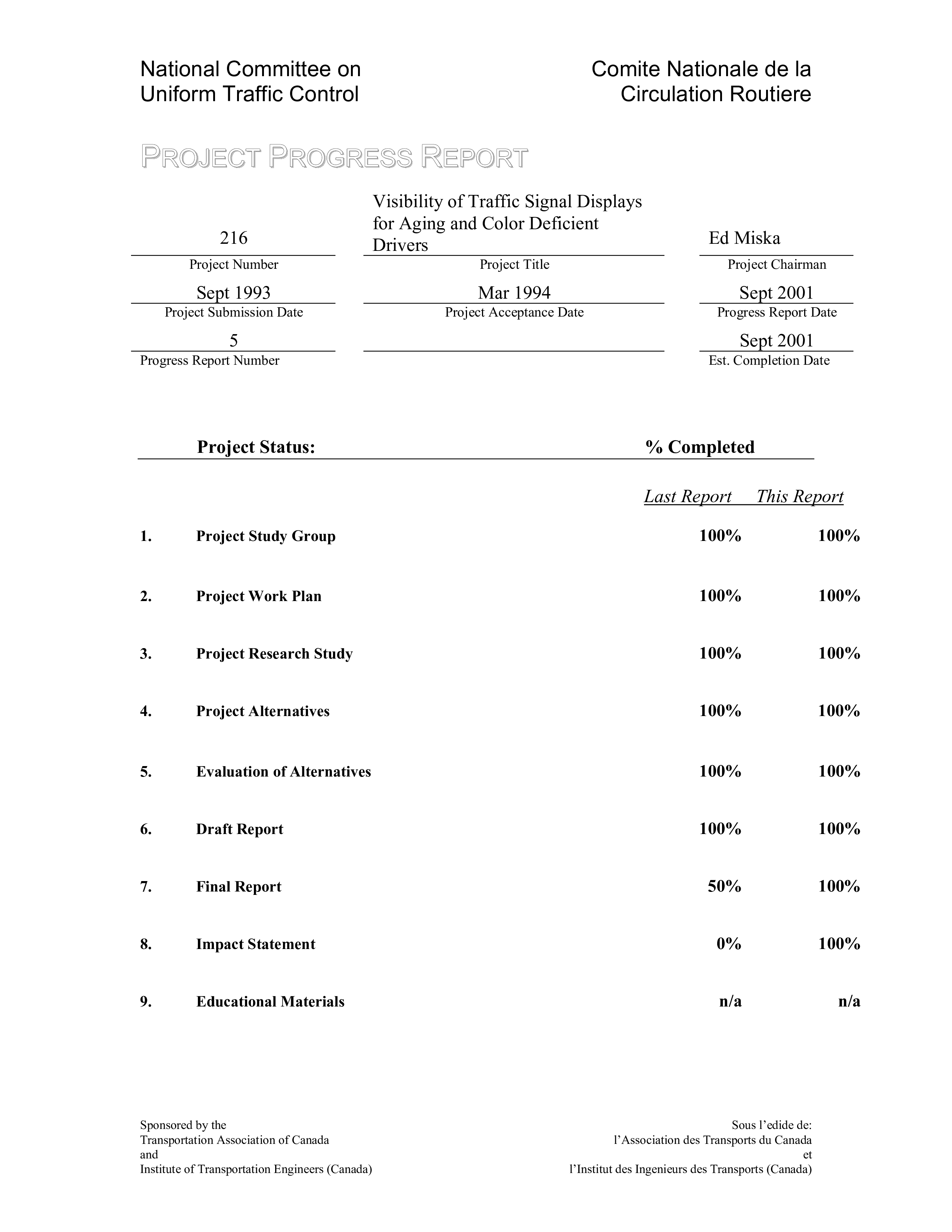 project progress report template