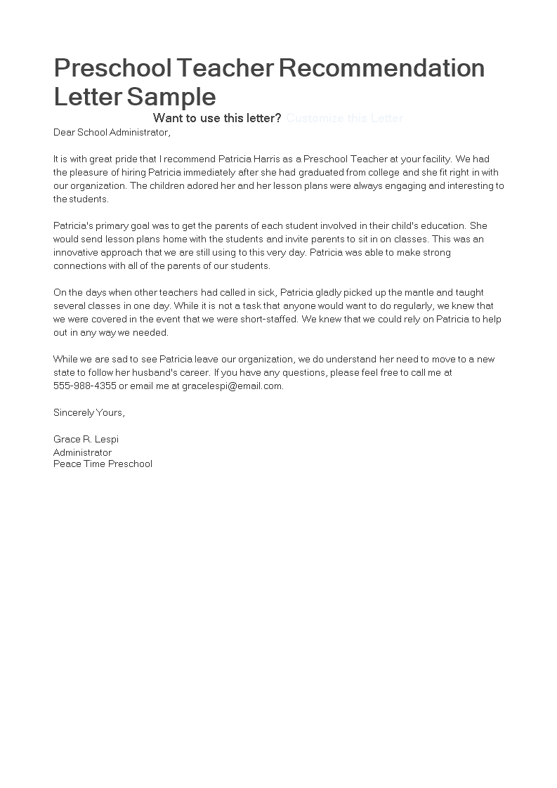 Letter Of Recommendation From A Teacher from www.allbusinesstemplates.com