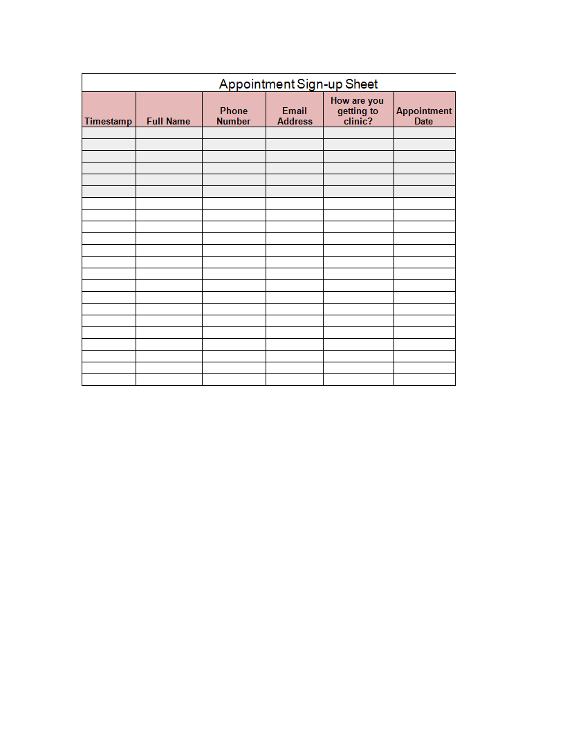 sign-up sheet spreadsheet xls modèles