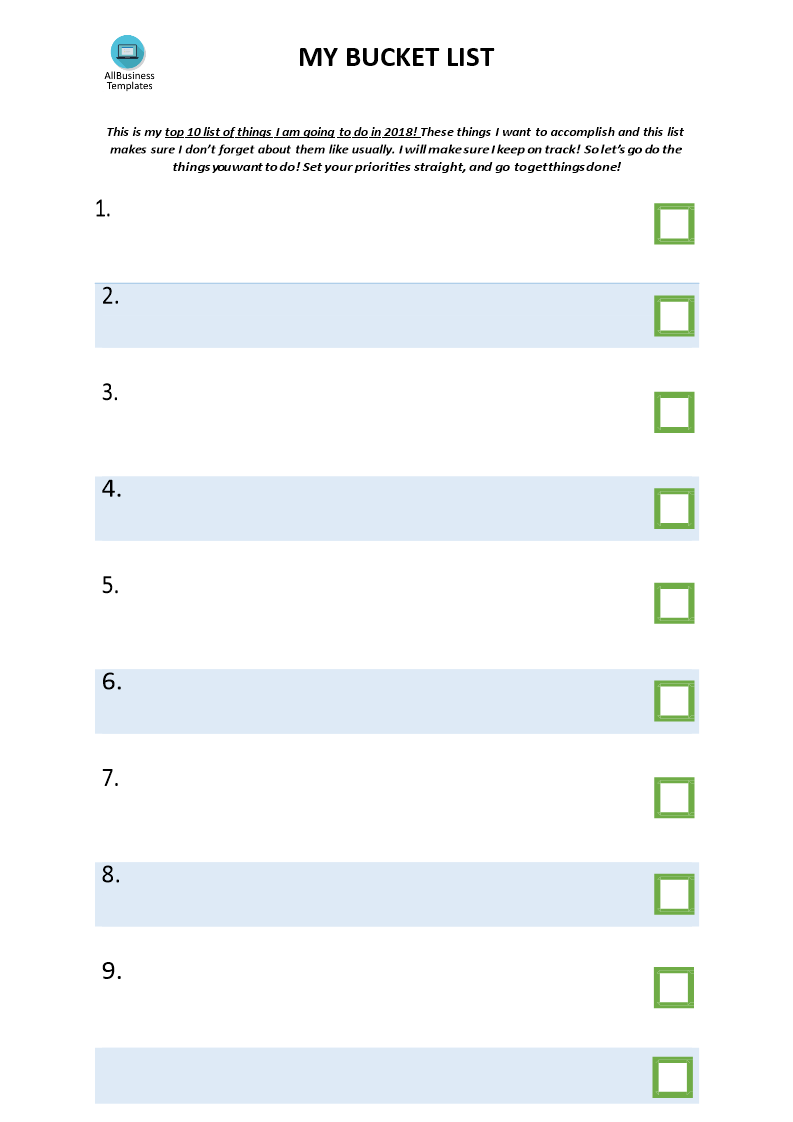 my 2023 top 10 bucket list voorbeeld afbeelding 