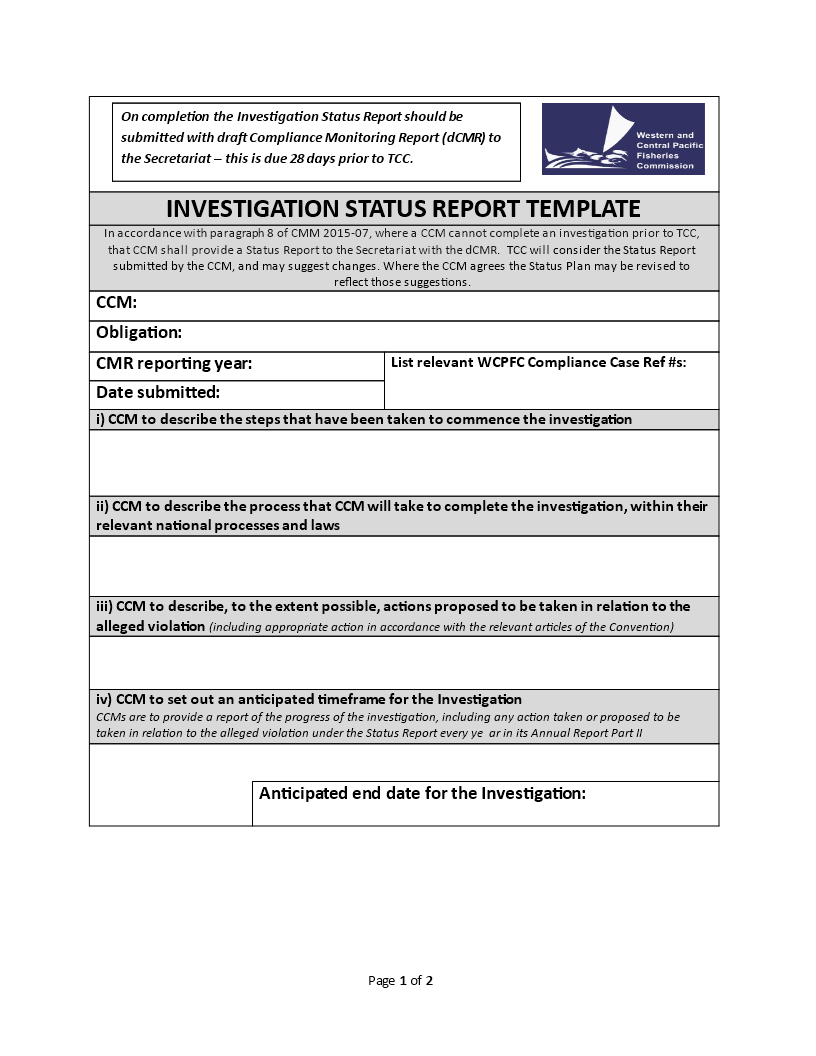 Investigation Status 模板