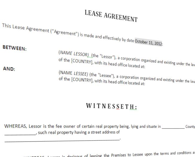 lease agreement for furnished house template