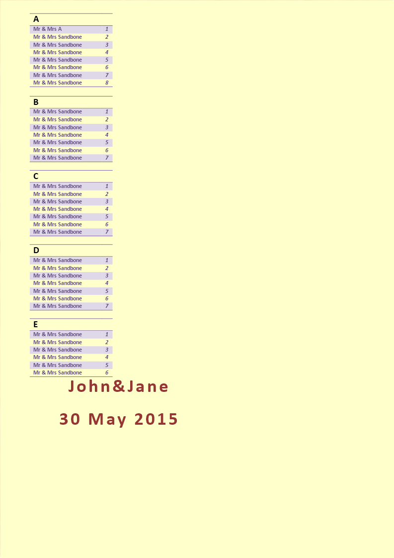 Wedding Seating Chart example 模板