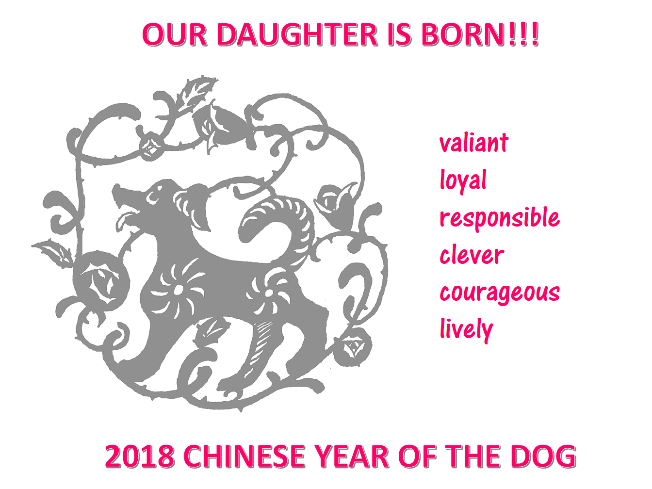 chinese new year daughter born year of dog Hauptschablonenbild