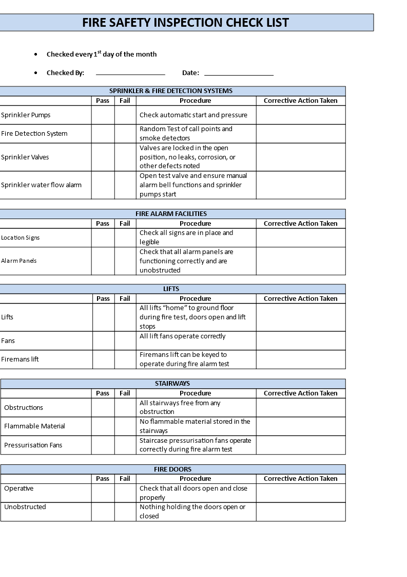 Fire Inspection Checklist main image