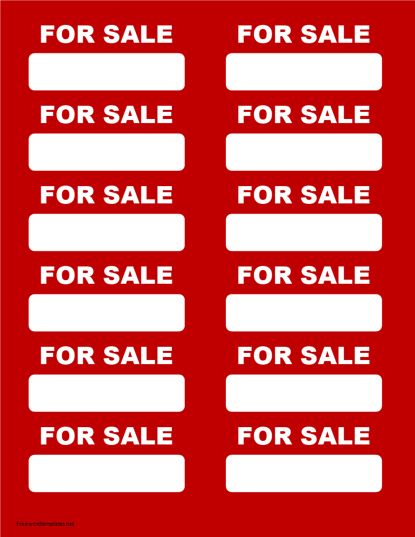 For Sale Tag Template main image