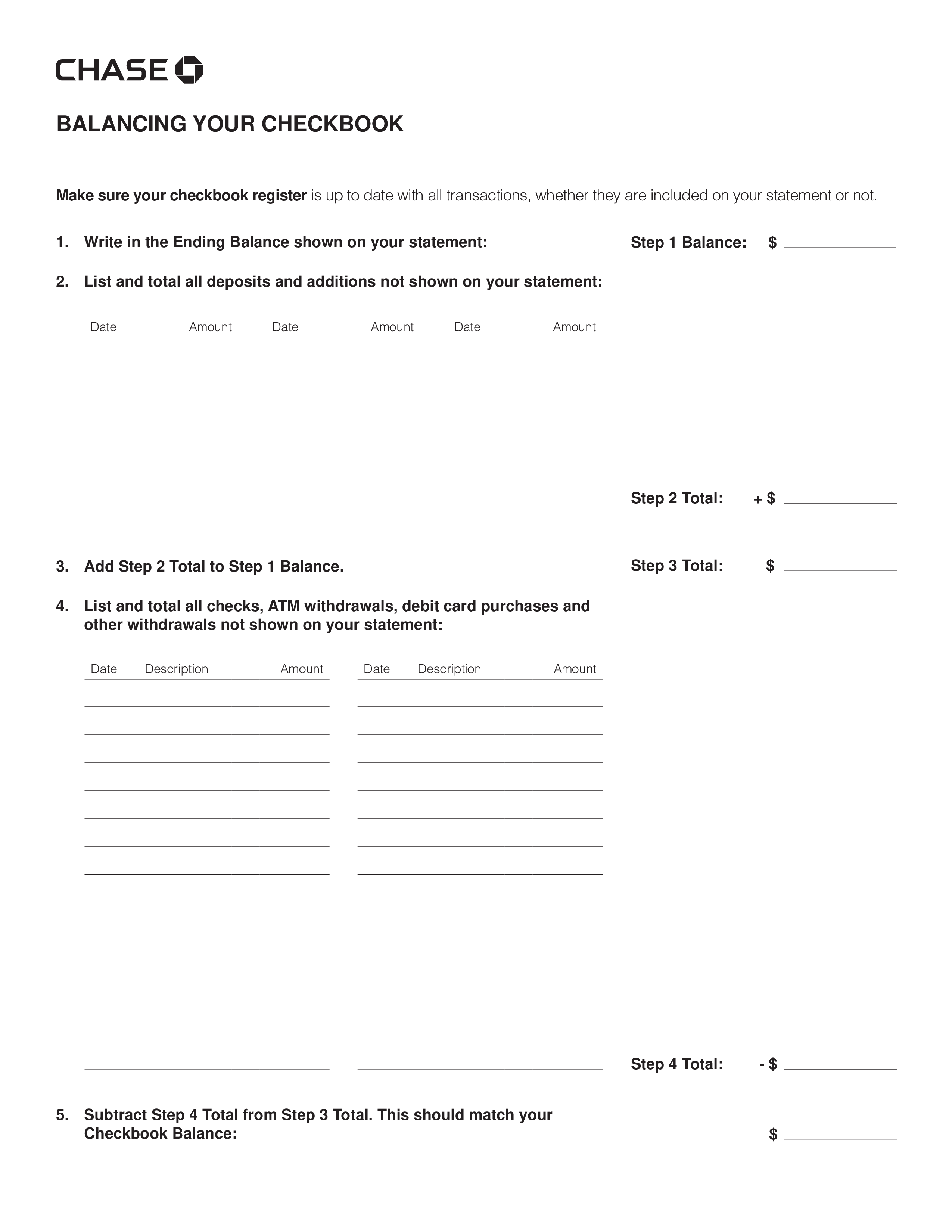 Gratis Blank Chase Bank Statement