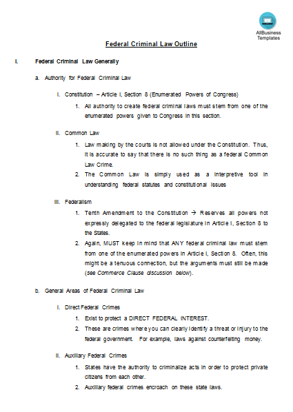 federal criminal law outline word Hauptschablonenbild