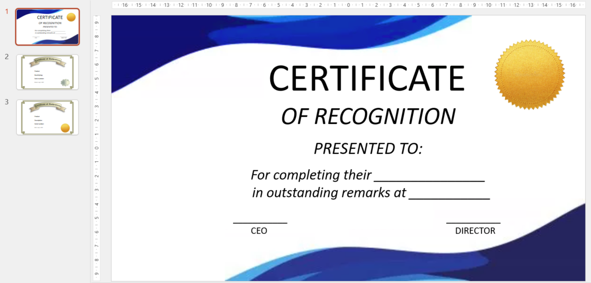 certificate of recognition template modèles