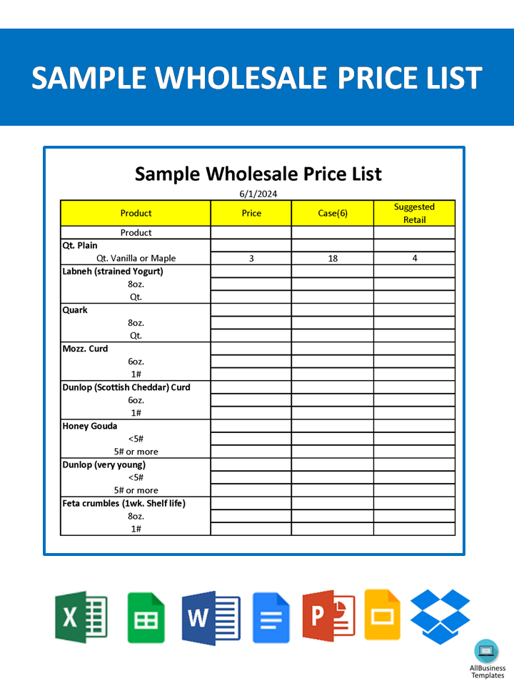 Wholesale Price List main image