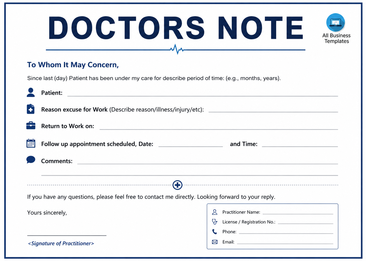 Doctors Note for Work Or School Excuse