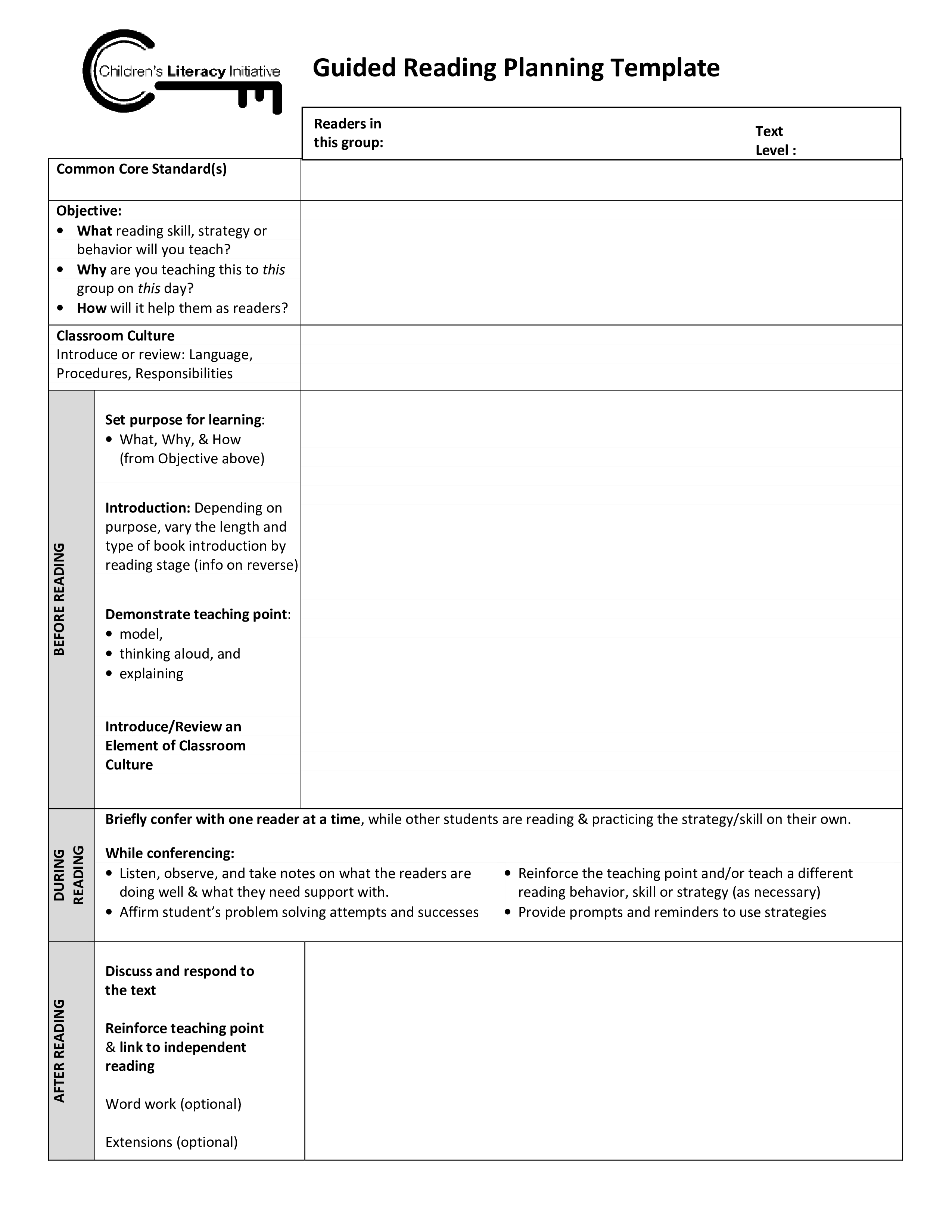 reading group lesson plan voorbeeld afbeelding 