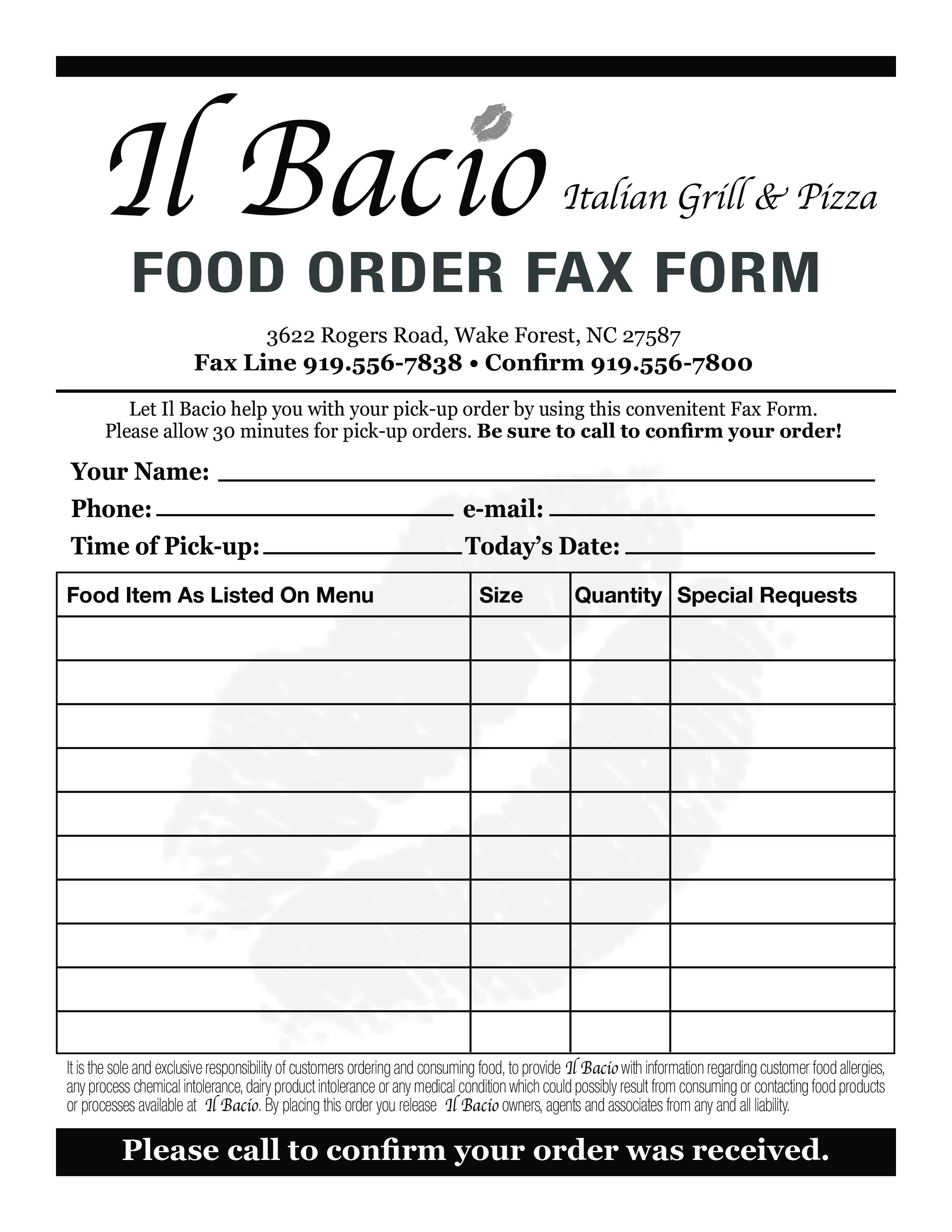 Food Order Delivery Form Templates At Allbusinesstemplates Com