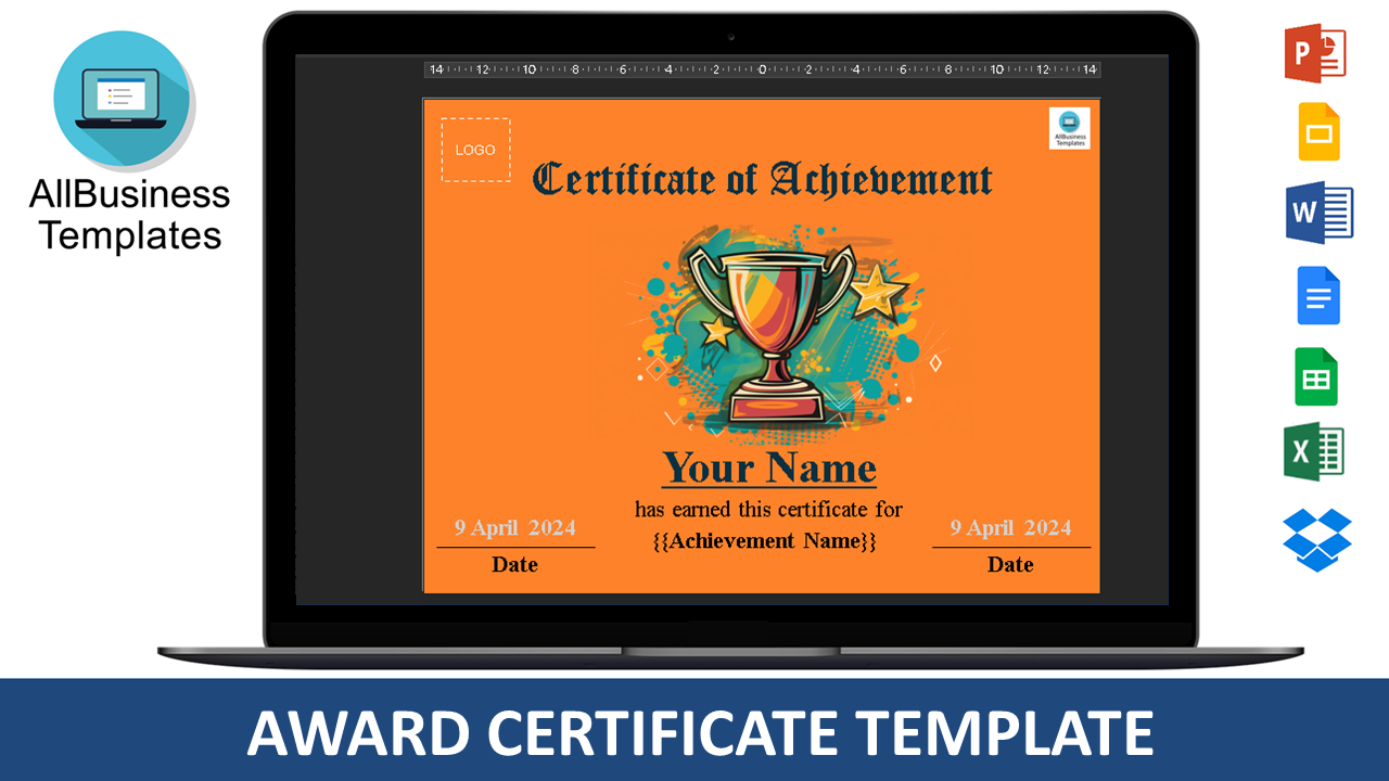 award certificate template Hauptschablonenbild