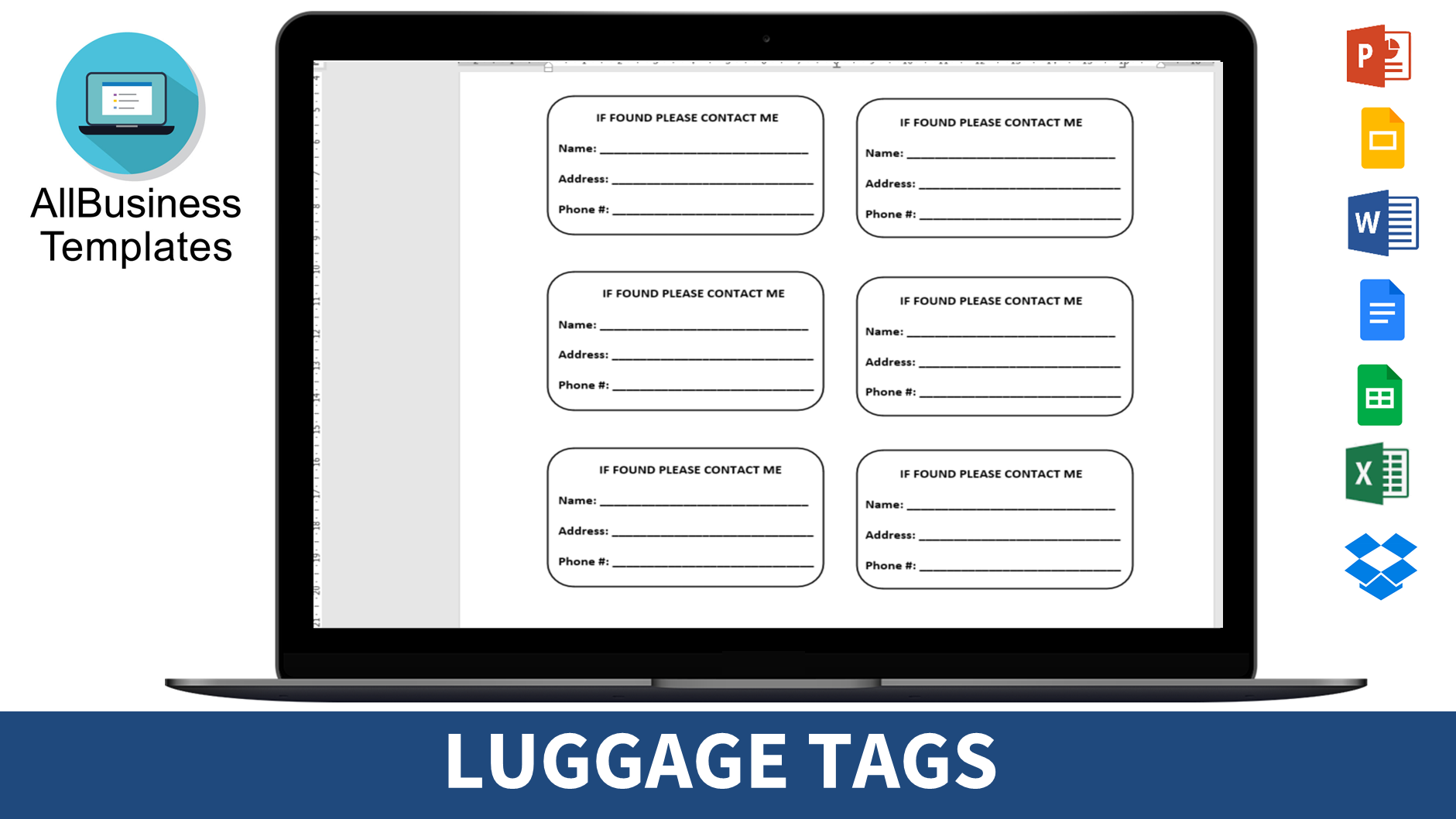 bag tag template Hauptschablonenbild