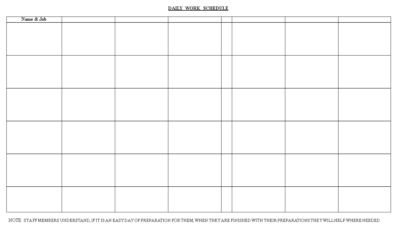 daily work schedule word template