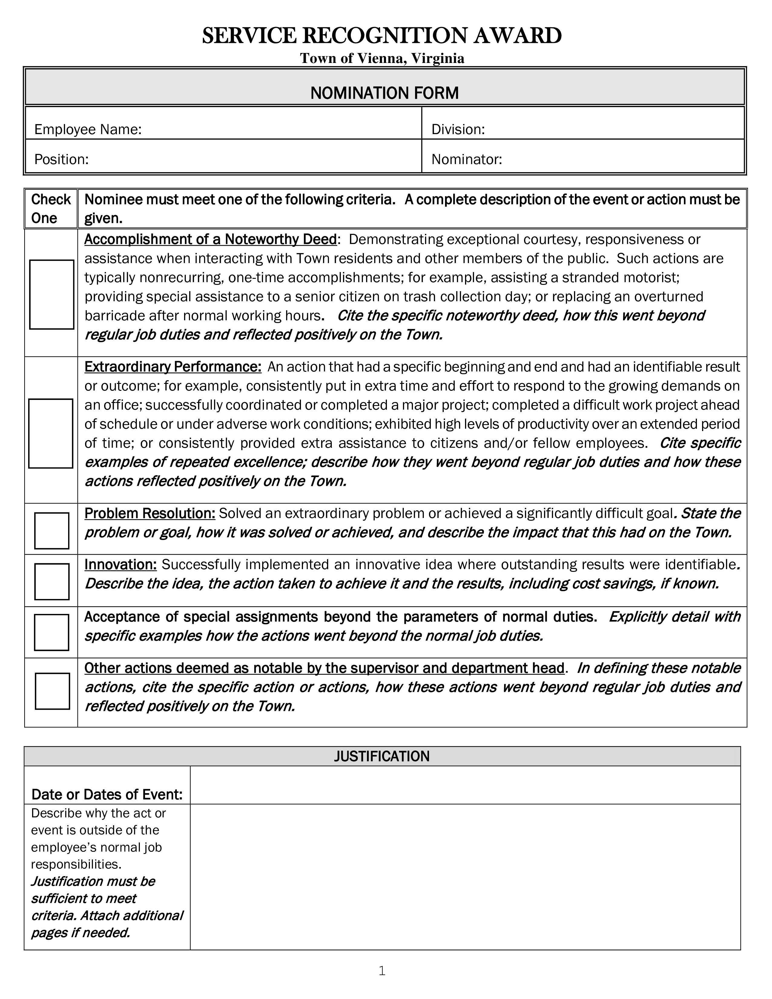 service recognition award template