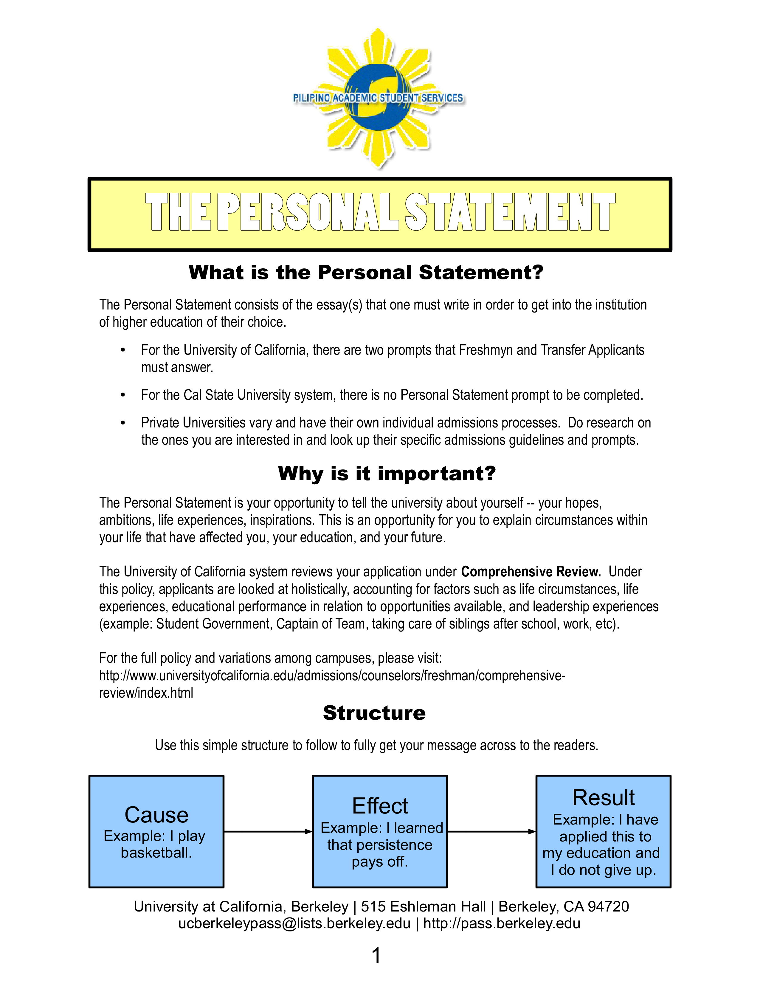 personal statement template uni