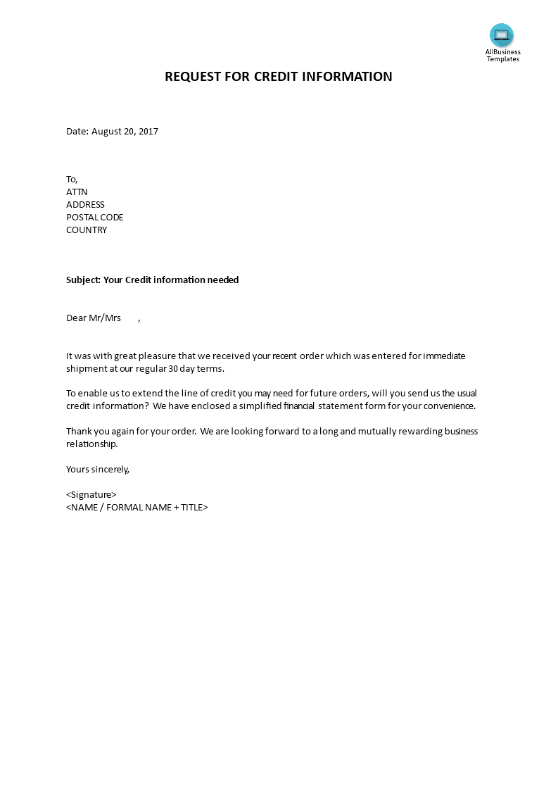 Request for credit information main image