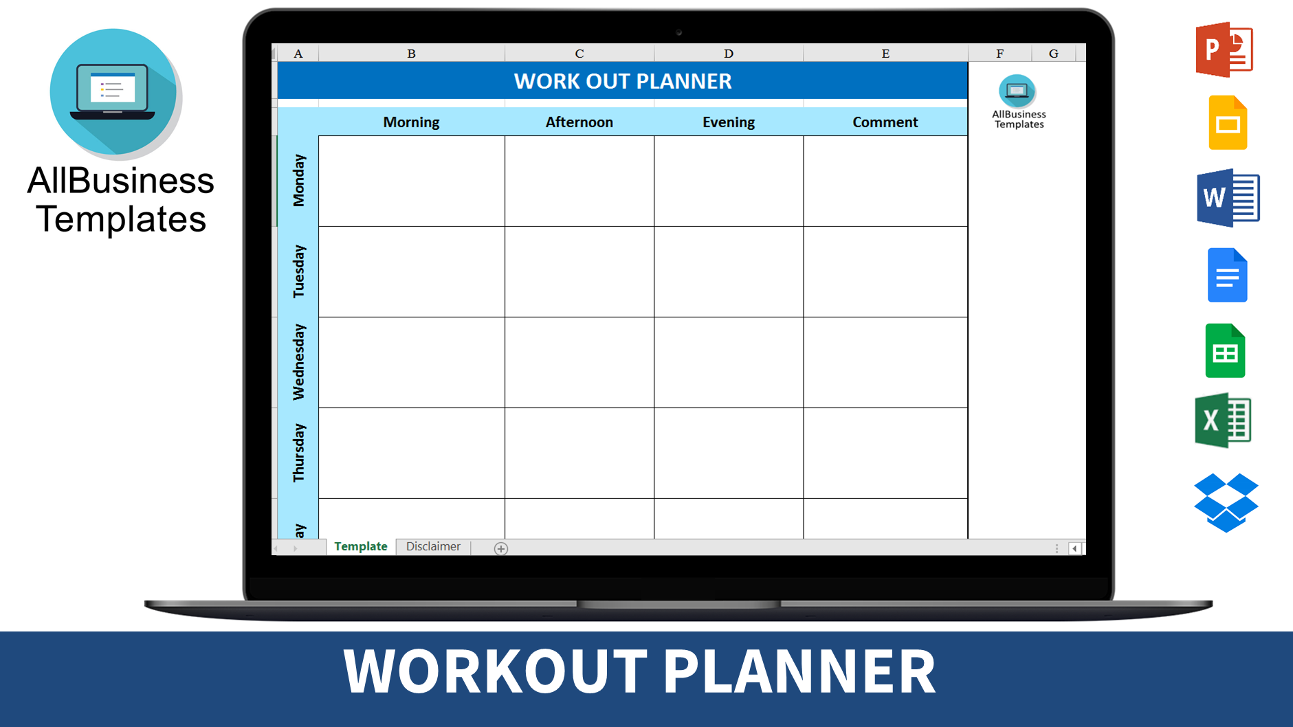 workout planner Hauptschablonenbild