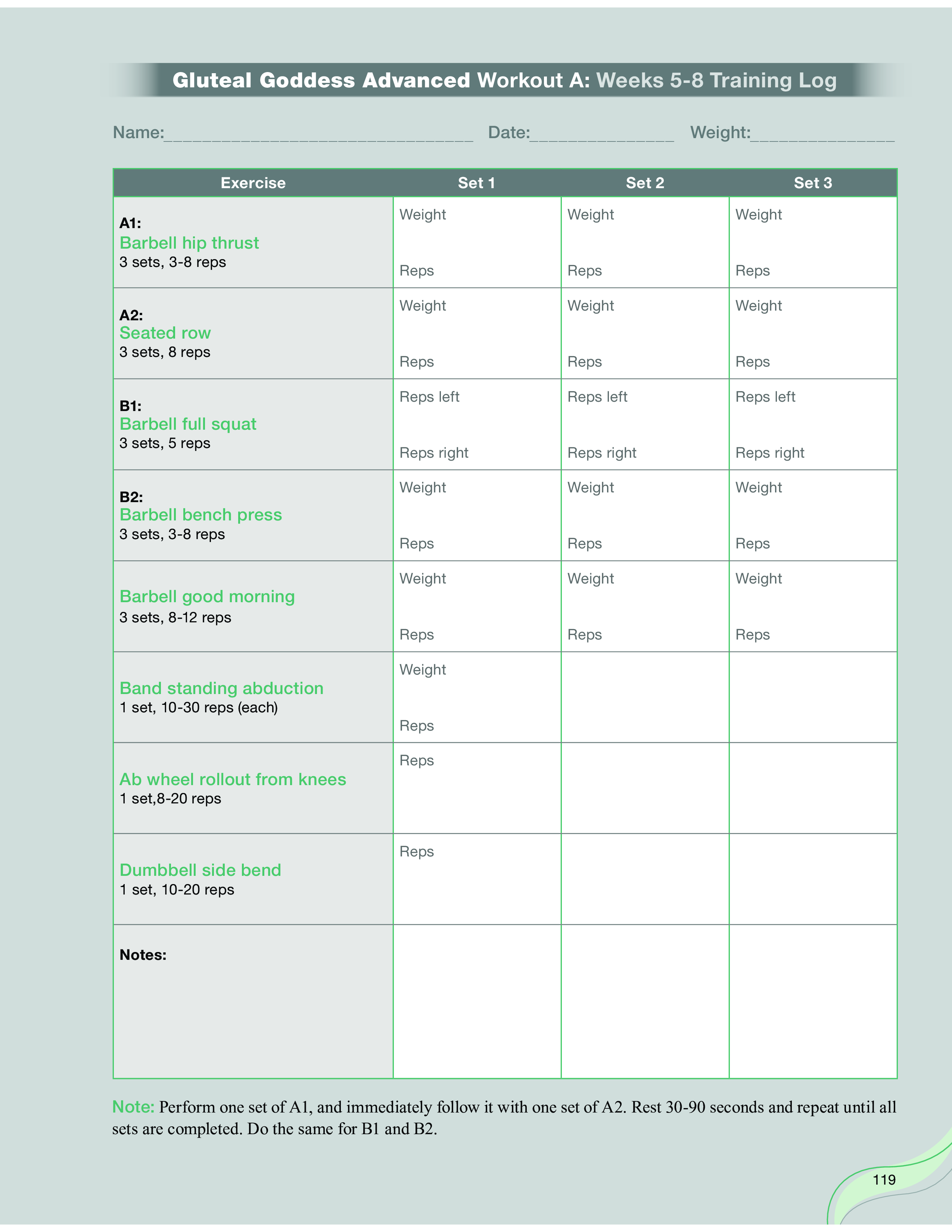 Weightlifting Workout Log | Templates at allbusinesstemplates.com
