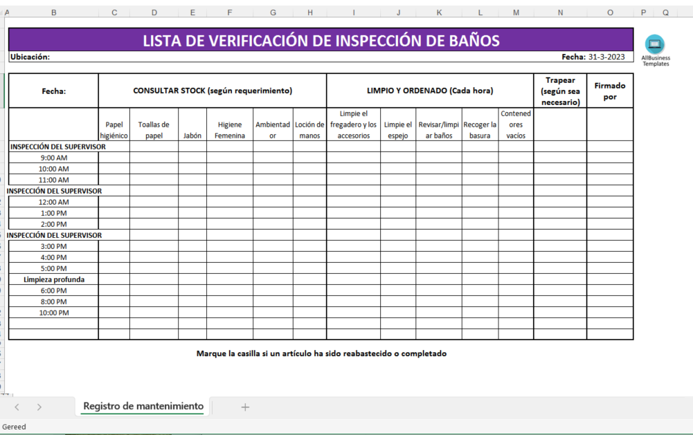 lista de limpieza de baños voorbeeld afbeelding 