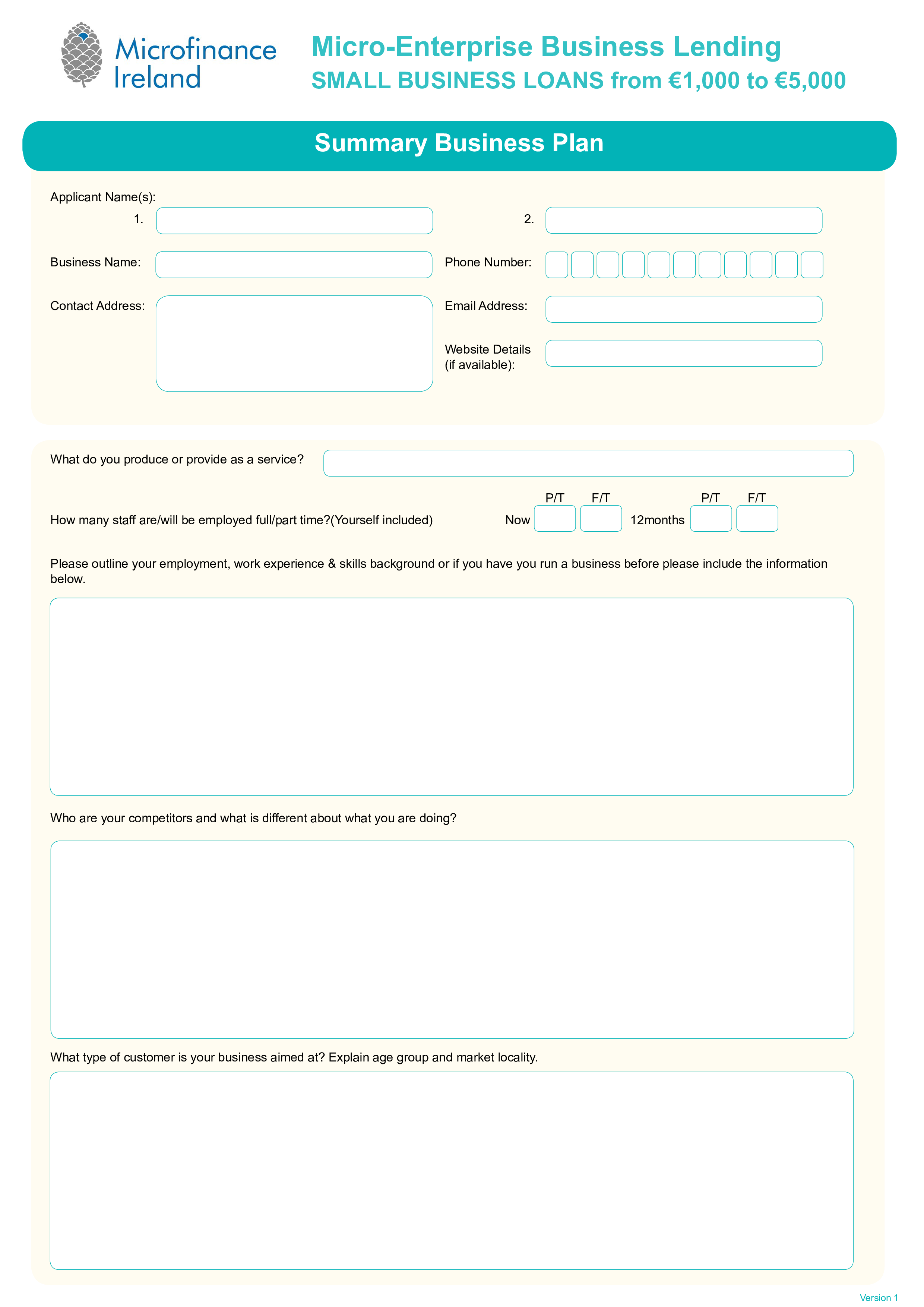 Small Business Loan Plan main image