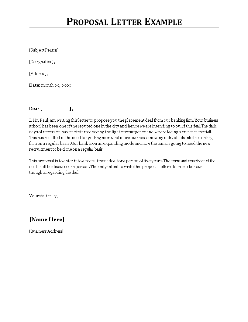 Kostenloses Proposal Letter Example