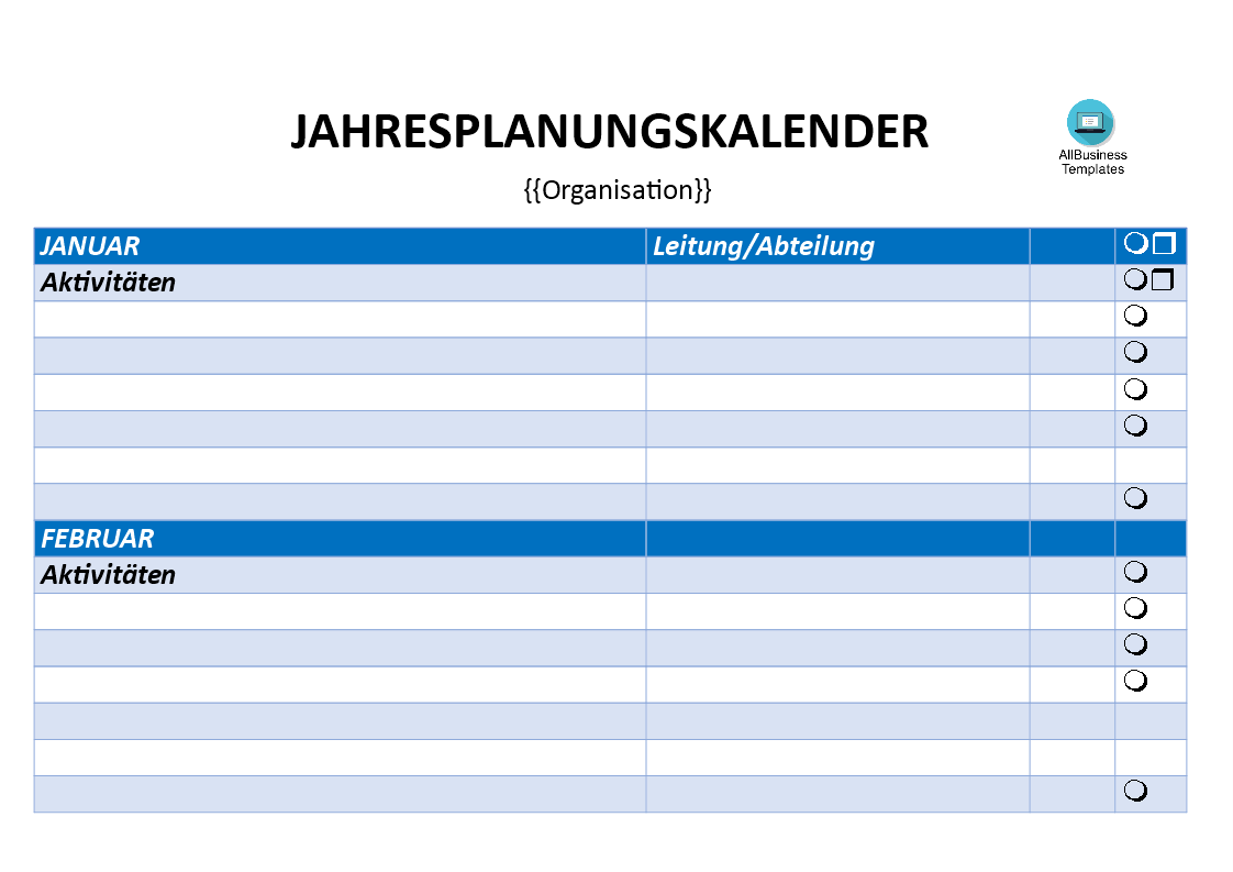 jahresplanungskalender modèles