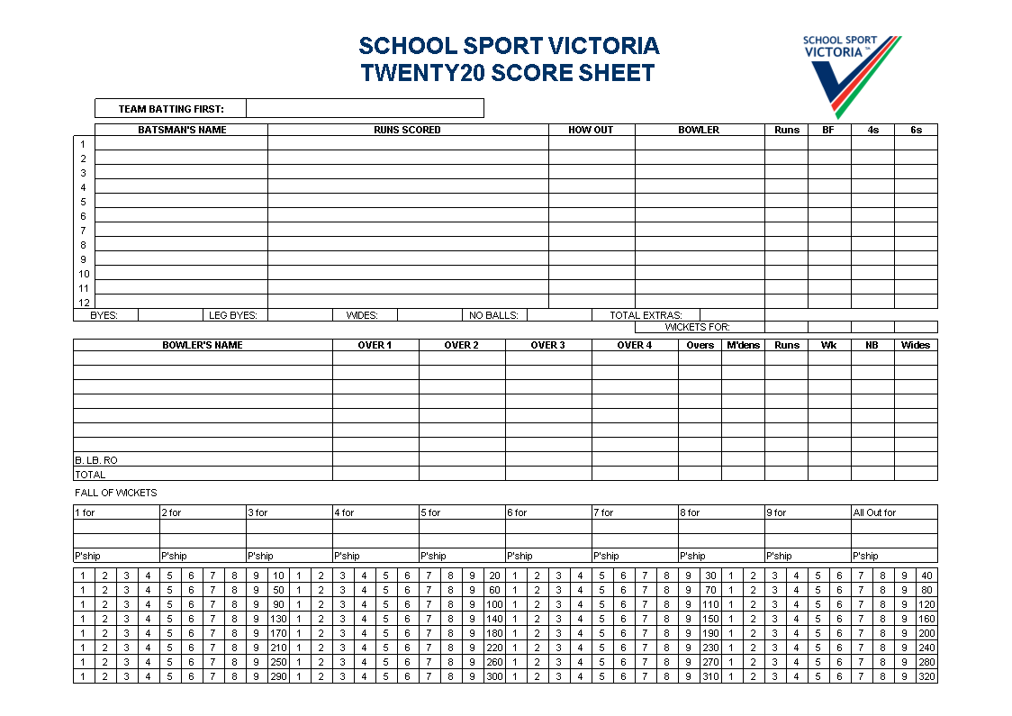 Bowling Score Sheet main image