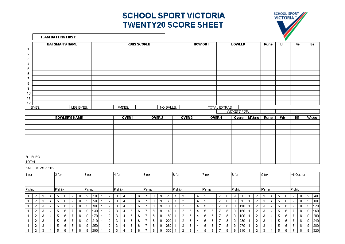 Bowling Score Sheet 模板