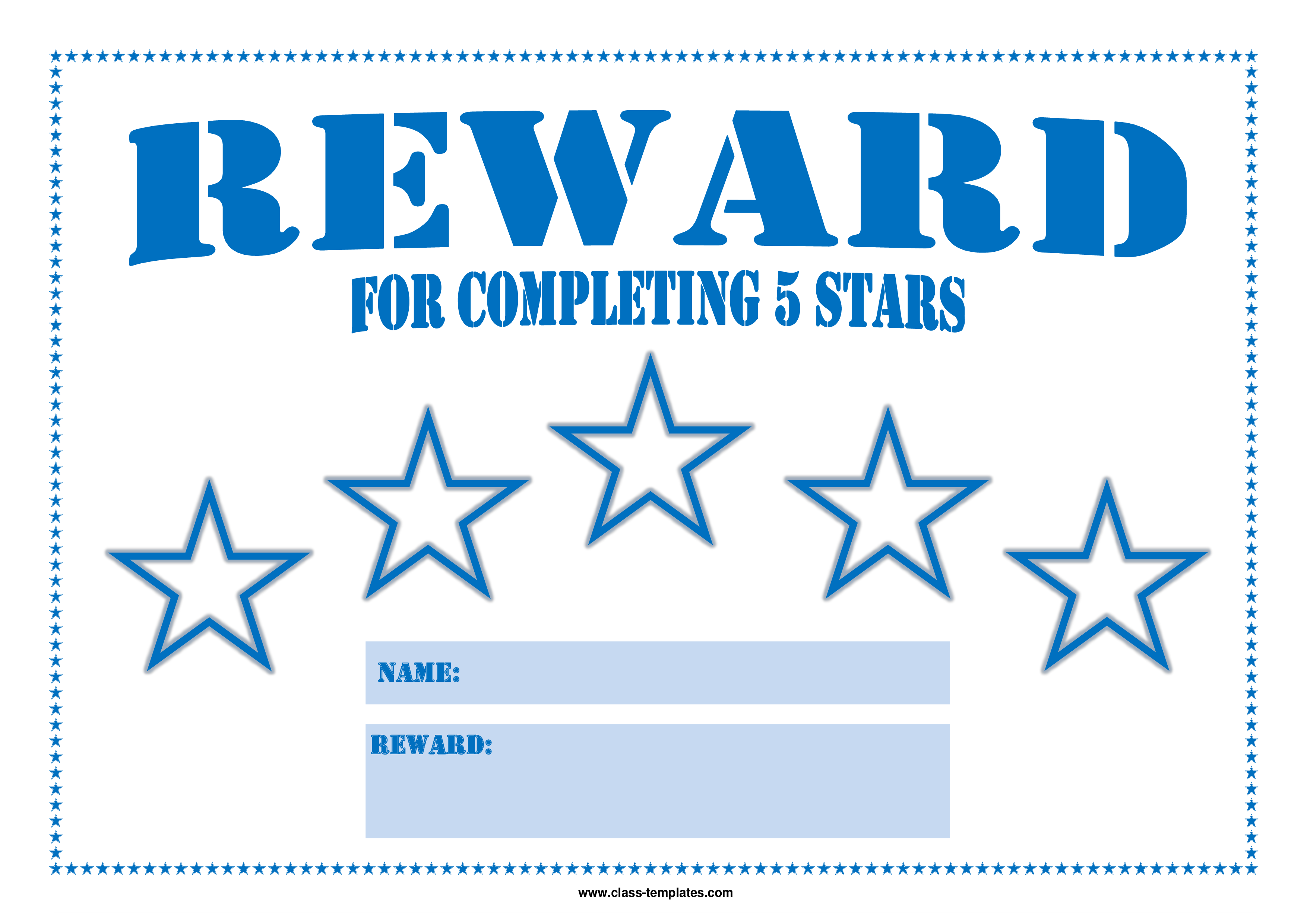 5 star reward chart template Hauptschablonenbild