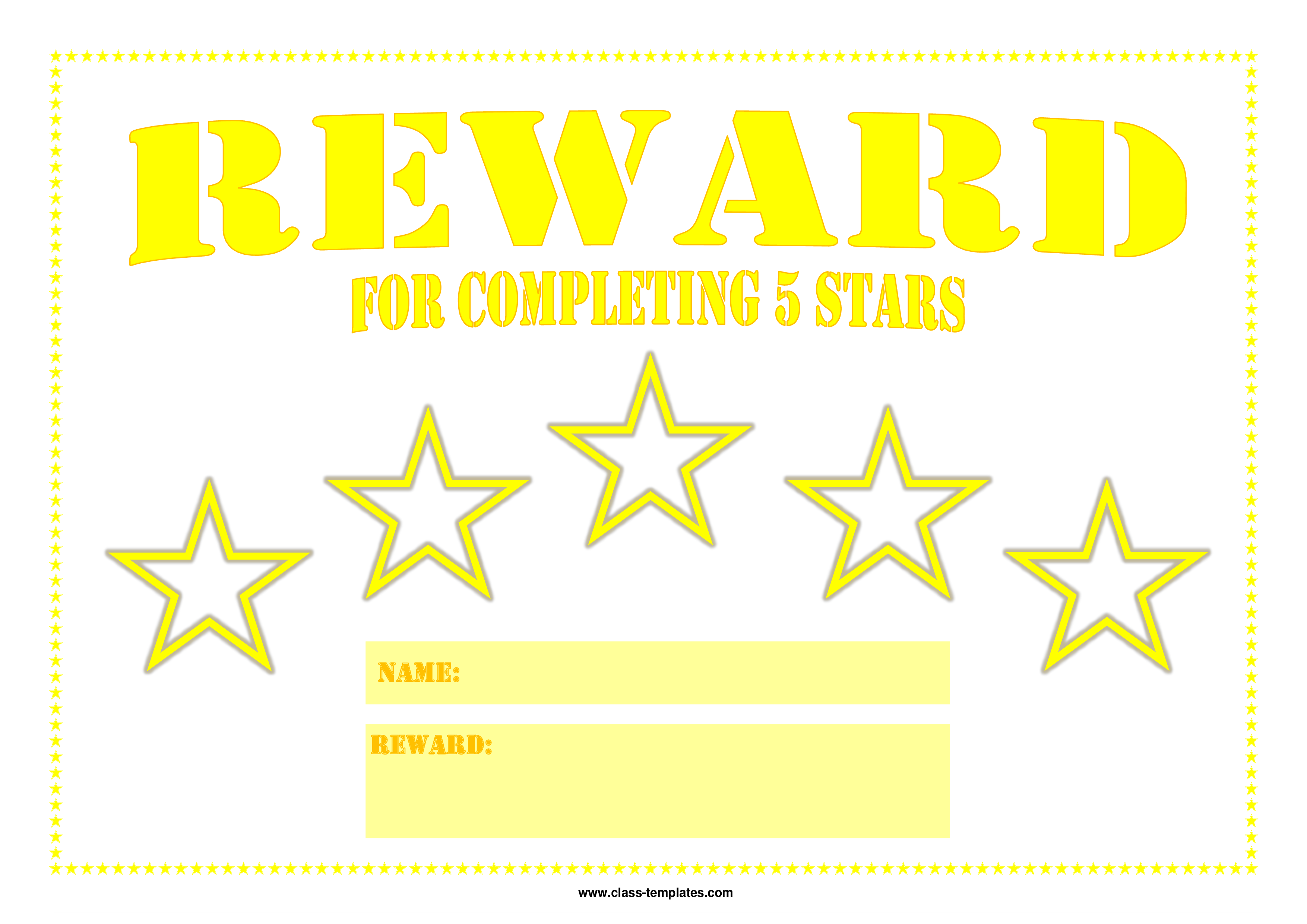5 Star Printable Reward Certificate Templates at