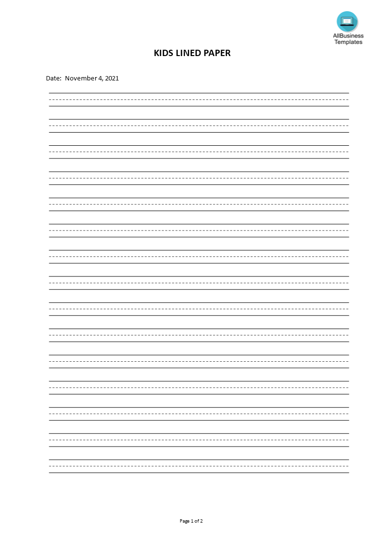 kids lined paper template
