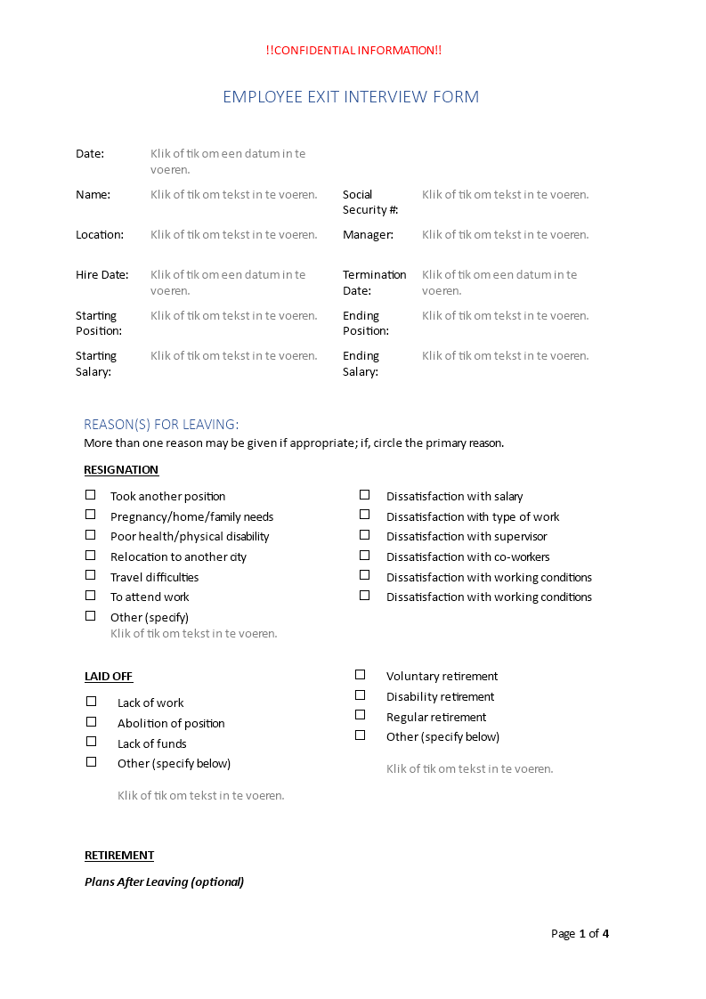 employee exit interview form in word format Hauptschablonenbild