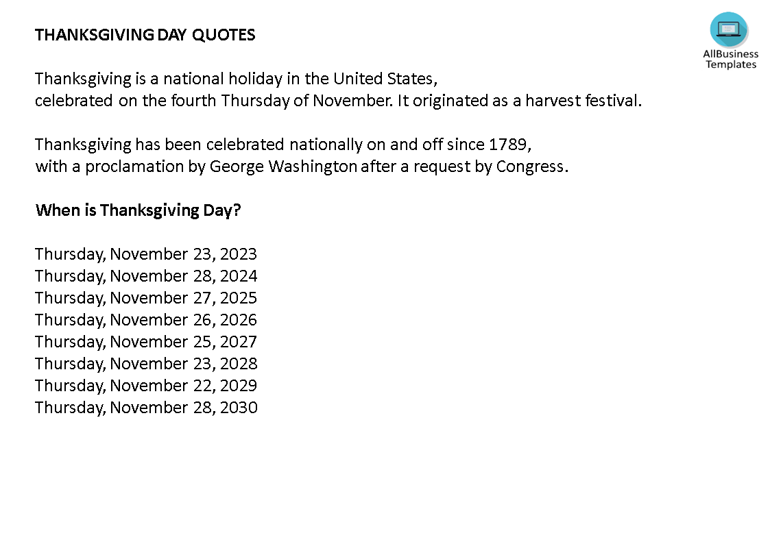 Thanksgiving Day Quotes 模板