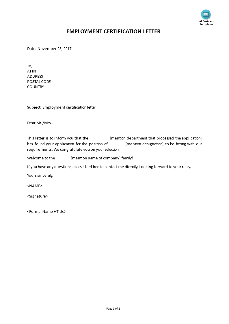 employment joining letter template