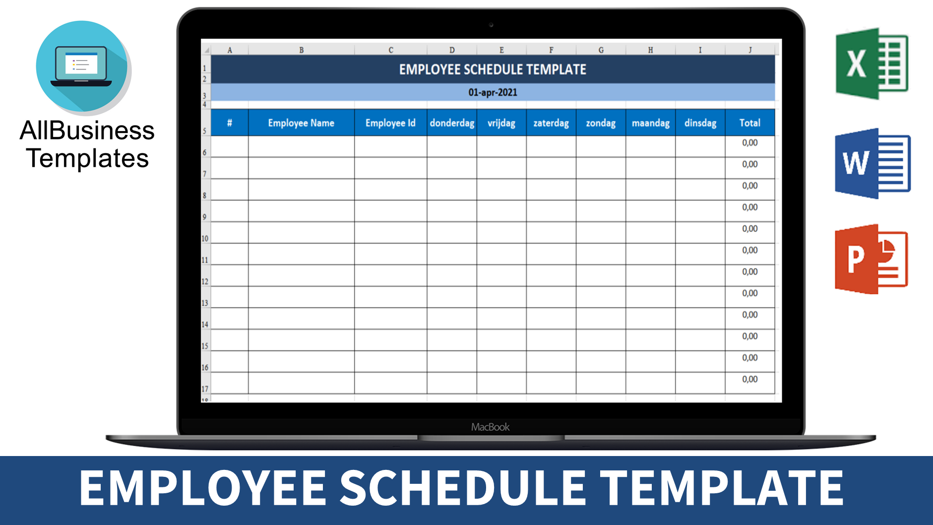 employee schedule template voorbeeld afbeelding 