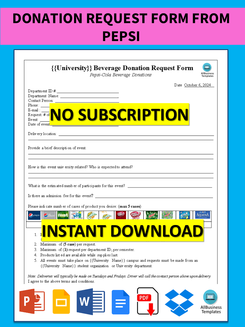 donation request form from pepsi plantilla imagen principal