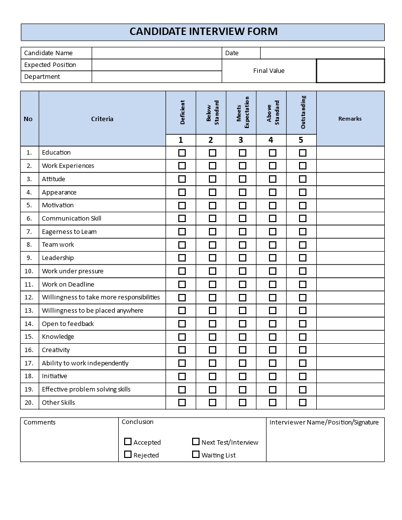 candidate interview form template plantilla imagen principal