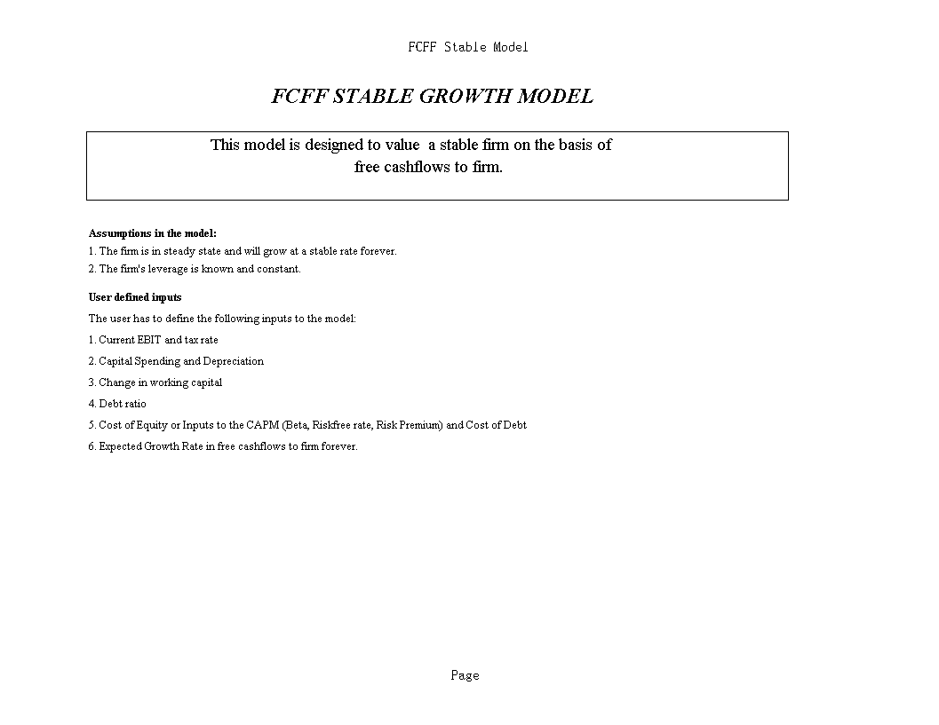 free cashflow forecast (fcff) excel plantilla imagen principal