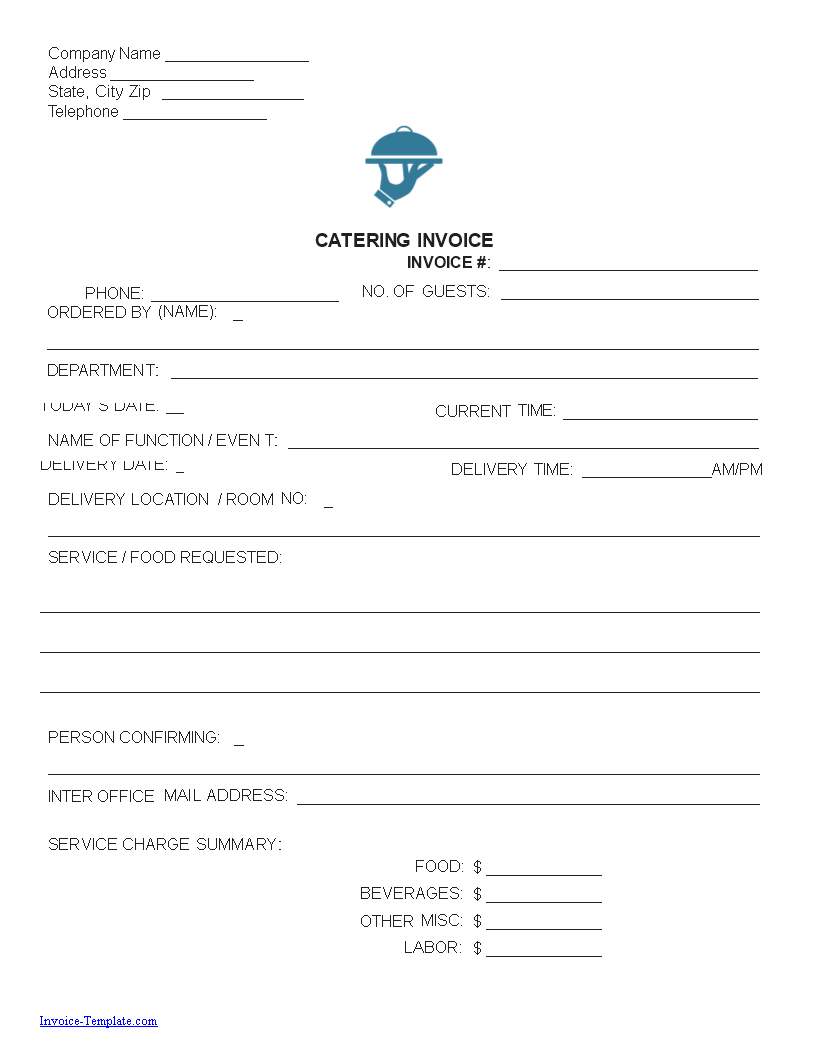 printable catering template