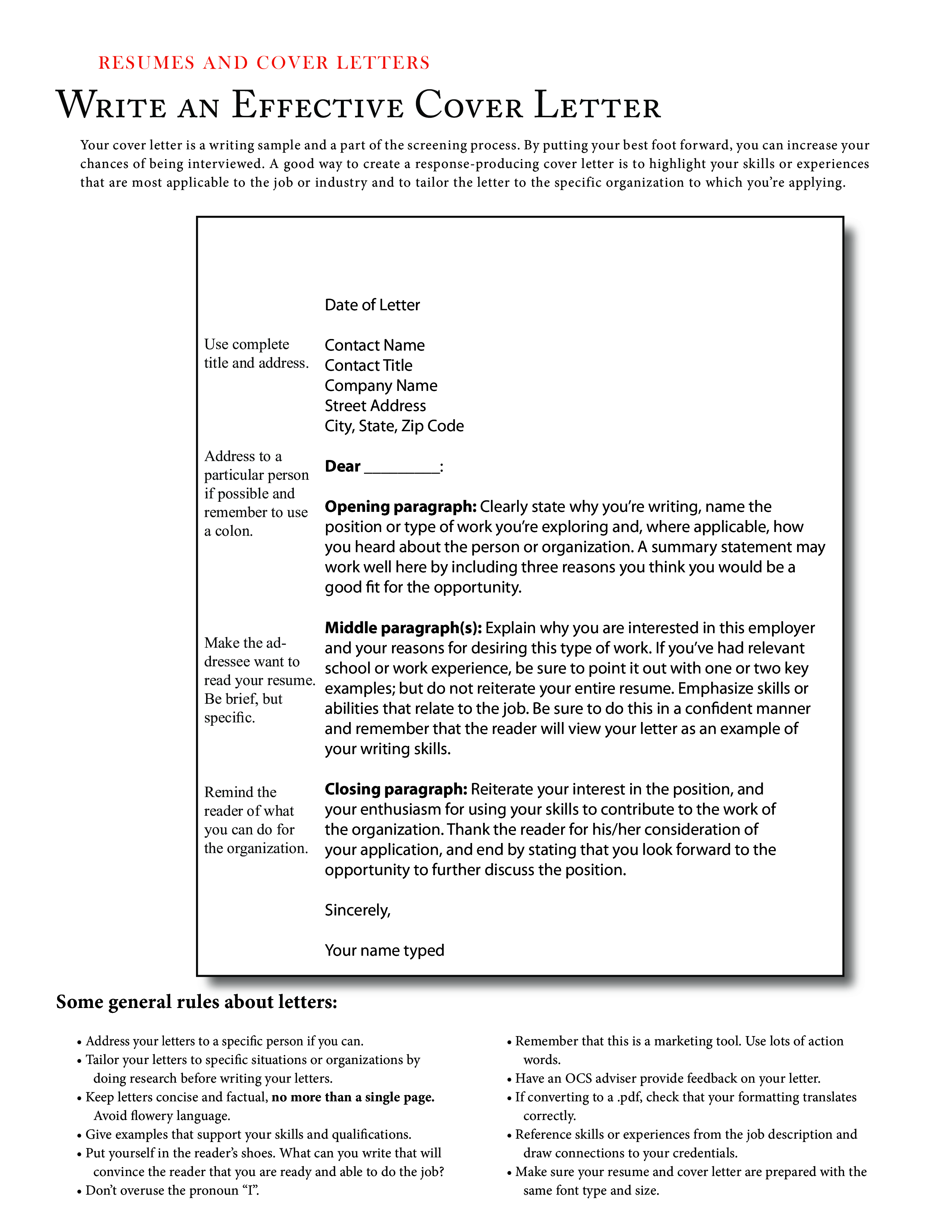 Kostenloses Cover Letter instructions and templates