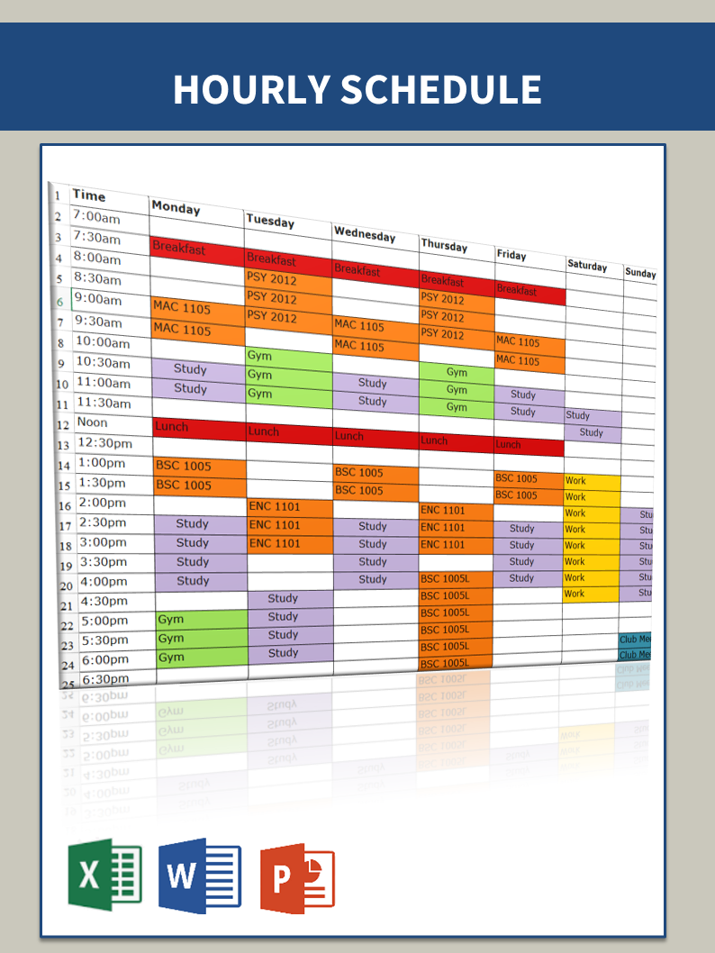 free hourly schedule plantilla imagen principal