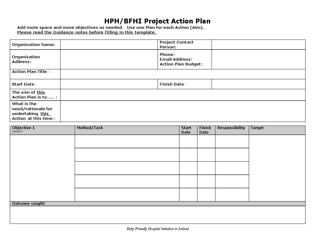 project action plan word Hauptschablonenbild