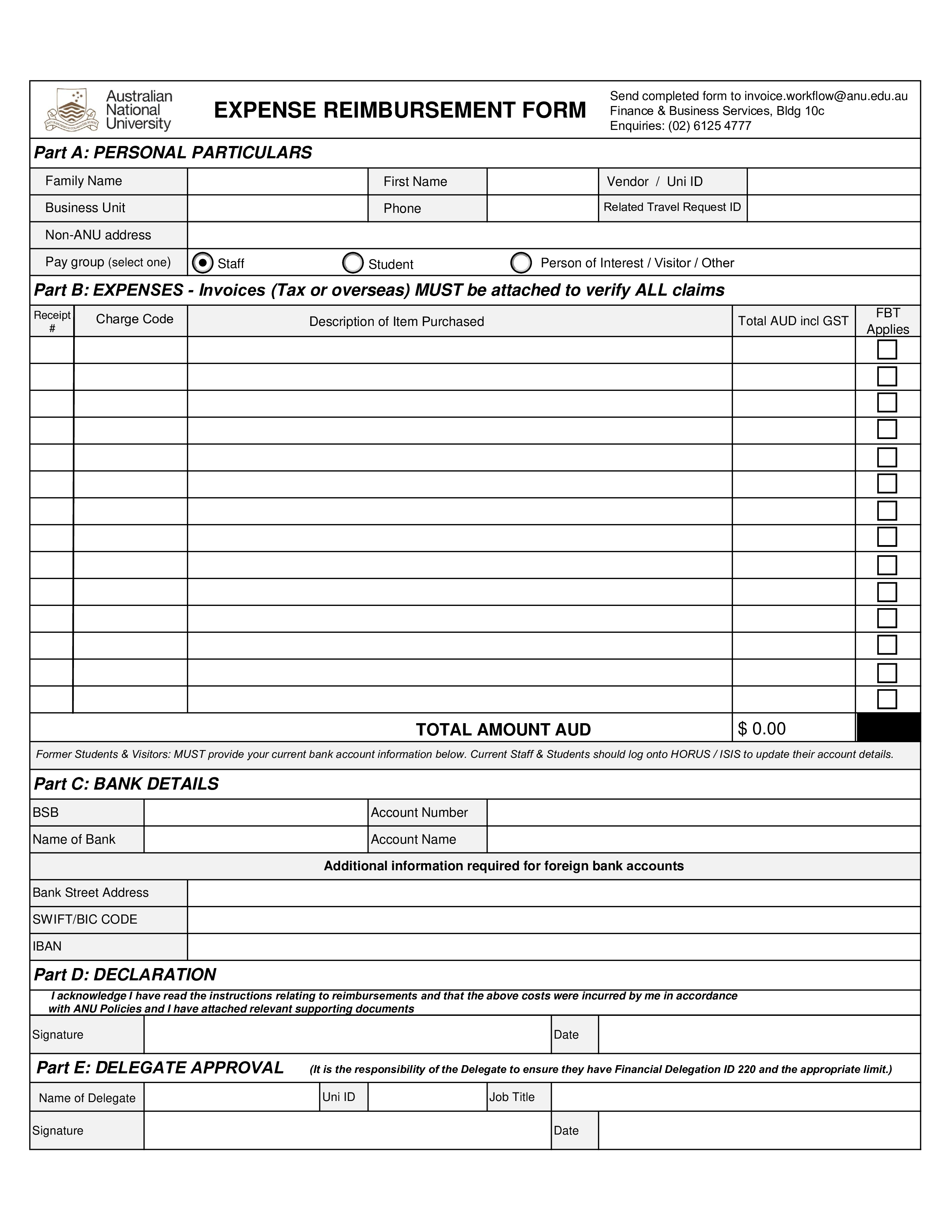 expense reimbursement form voorbeeld afbeelding 